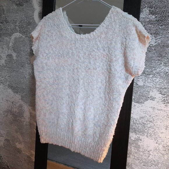 Vintage 80s Knit Boucle Sweater Top Size Small 37"B Pullover Pastel - Picture 9 of 15